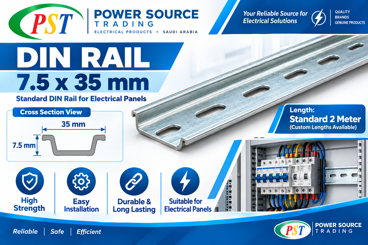 Standard Slotted 35mm DIN Rail x 2 Meter | Mounting Rail for Breakers, Relays & Terminal Blocks