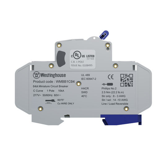 Westinghouse 4A 1 Pole MCB side