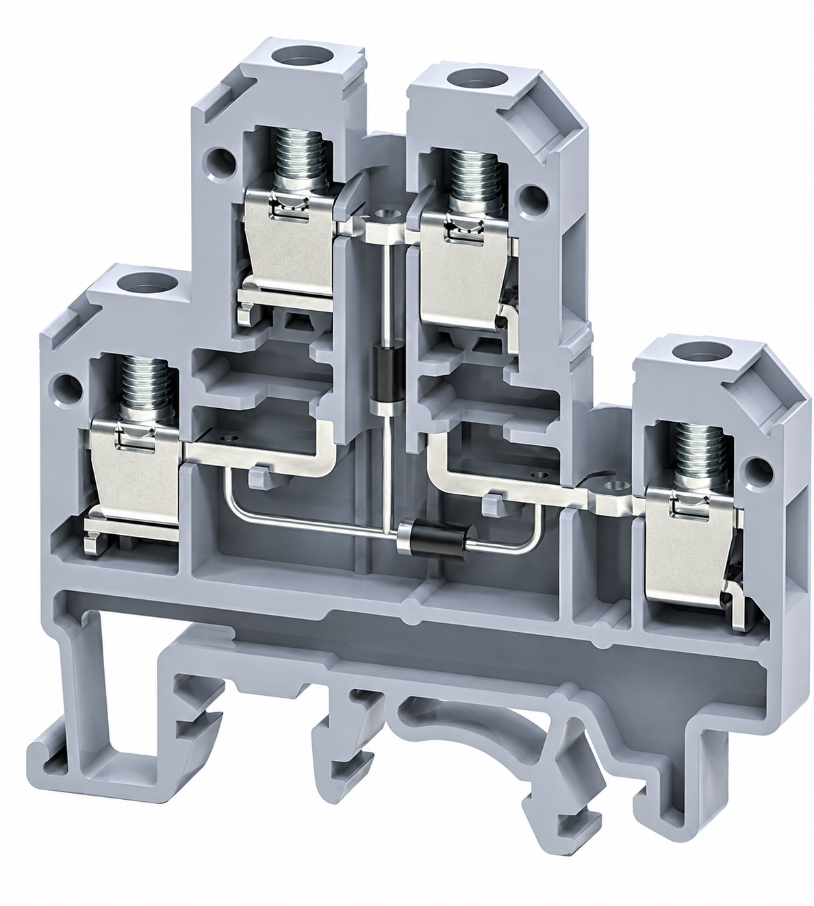 Diode Circuit Terminal Block, Double Level, Gray, 25A 600V