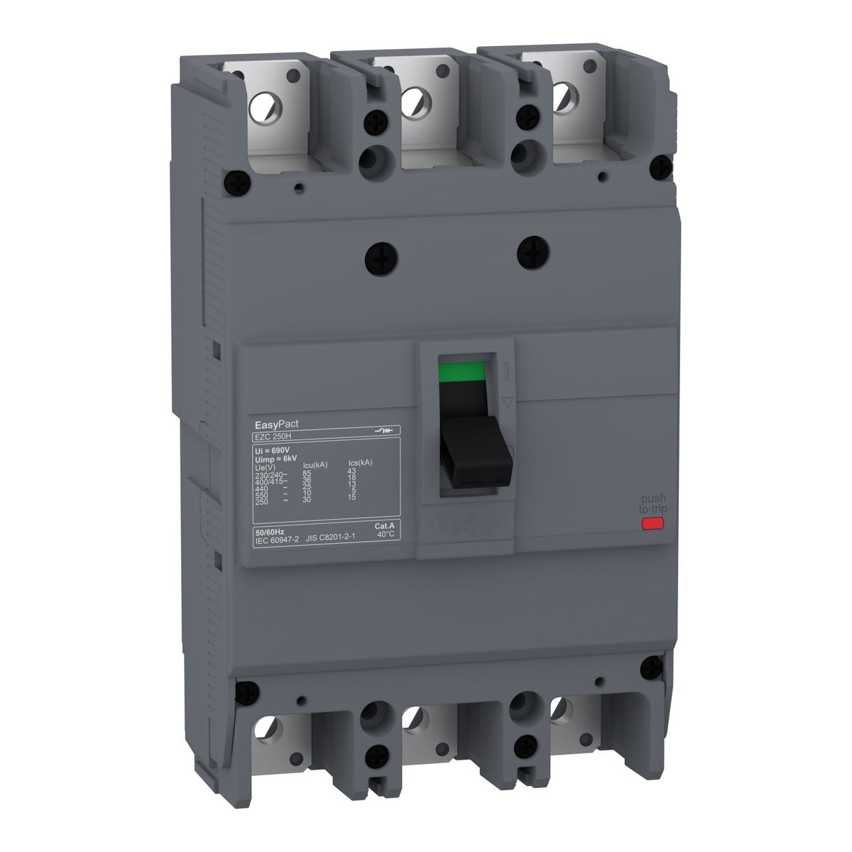قاطع صندوقي مصبوب 3 أقطاب 200 أمبير نوع H قدرة قطع 36 كيلو أمبير MCCB EZC250H3200