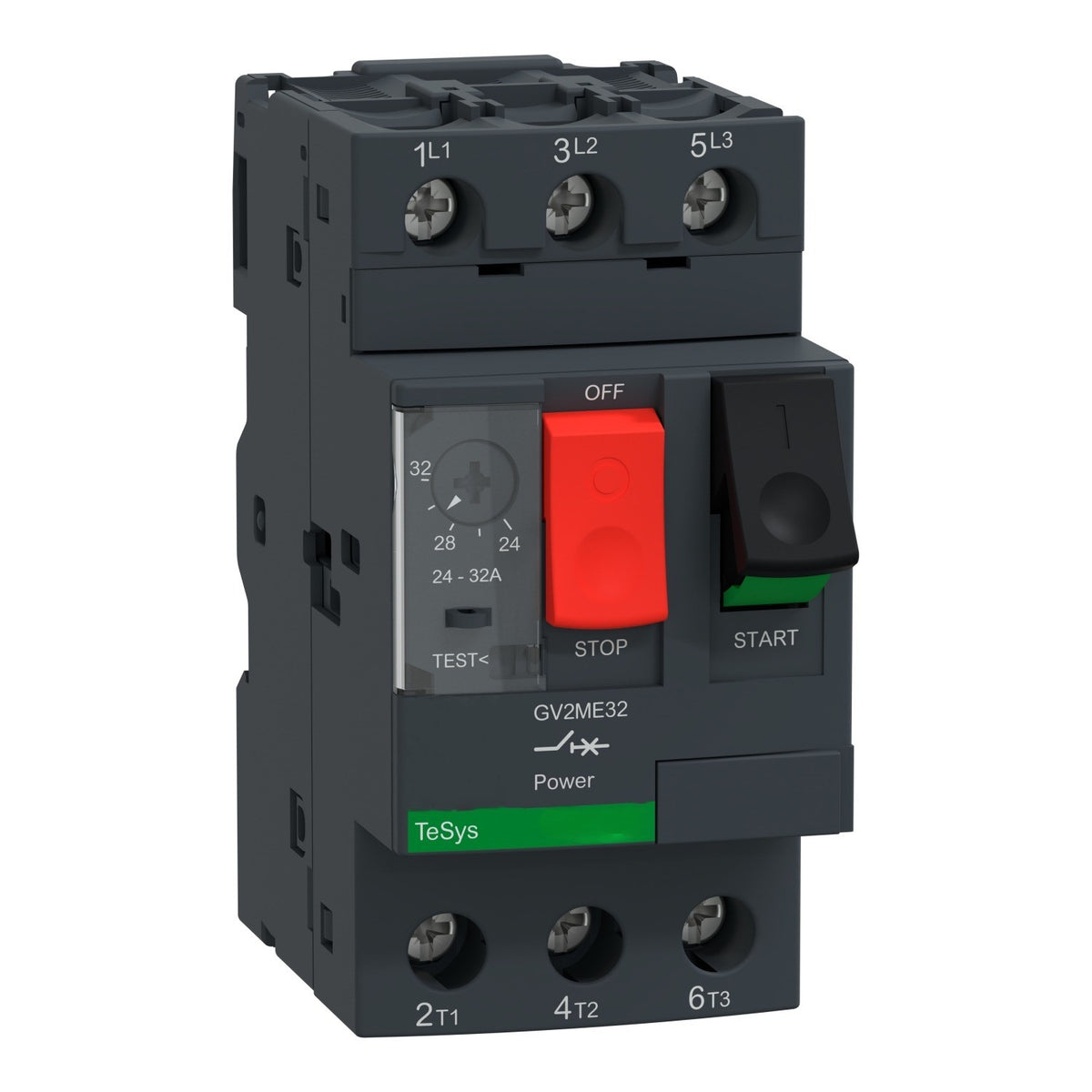 قاطع حماية محرك TeSys Deca 3 أقطاب 24–32 أمبير حراري مغناطيسي موديل GV2ME32