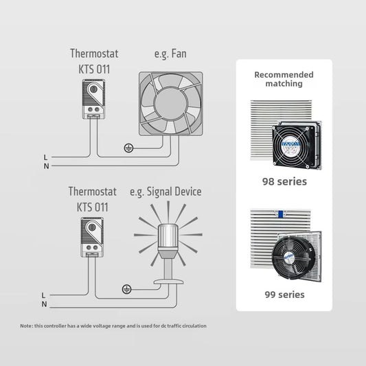 ثرموستات ميكانيكي KTO 011 / KTS 011 تركيب على قضيب DIN قابل للضبط 0-60°م متحكم في حرارة اللوحة