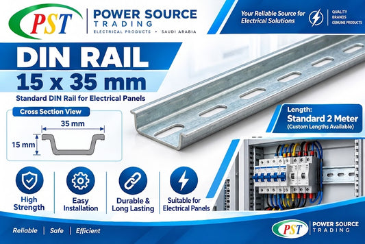 Standard Slotted 35mm DIN Rail (15mm Deep) x 2 Meter | Heavy-Duty Mounting Rail for Breakers & Switchgear