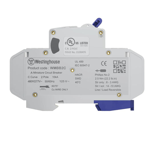Westinghouse Miniature Circuit Breaker 2 Pole C-Curve 10kA
