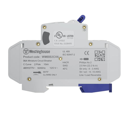 Westinghouse Miniature Circuit Breaker 2 Pole C-Curve 6kA