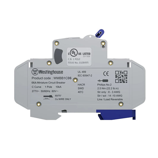 Westinghouse Miniature Circuit Breaker 1 Pole C-Curve 6kA