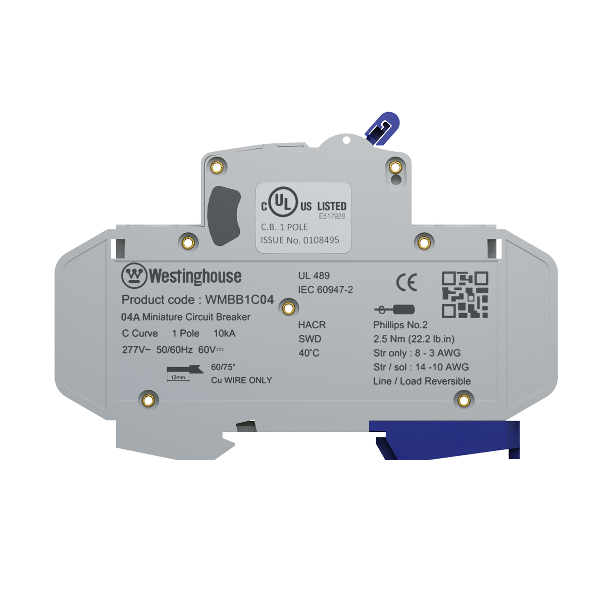 Westinghouse 4A 1 Pole MCB side