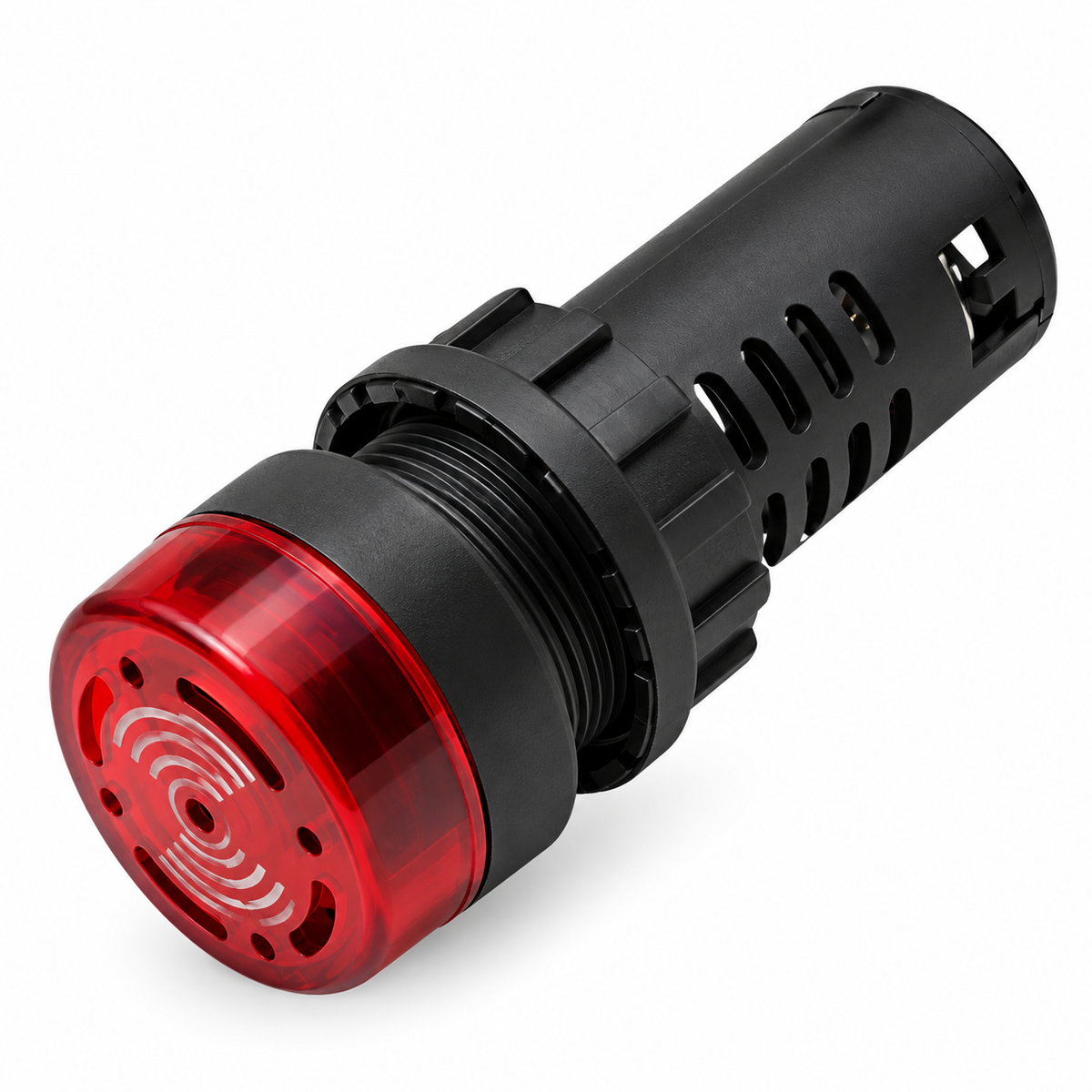 Red LED Indicator Light with Buzzer 22mm Panel Mount 24V / 110V / 230V