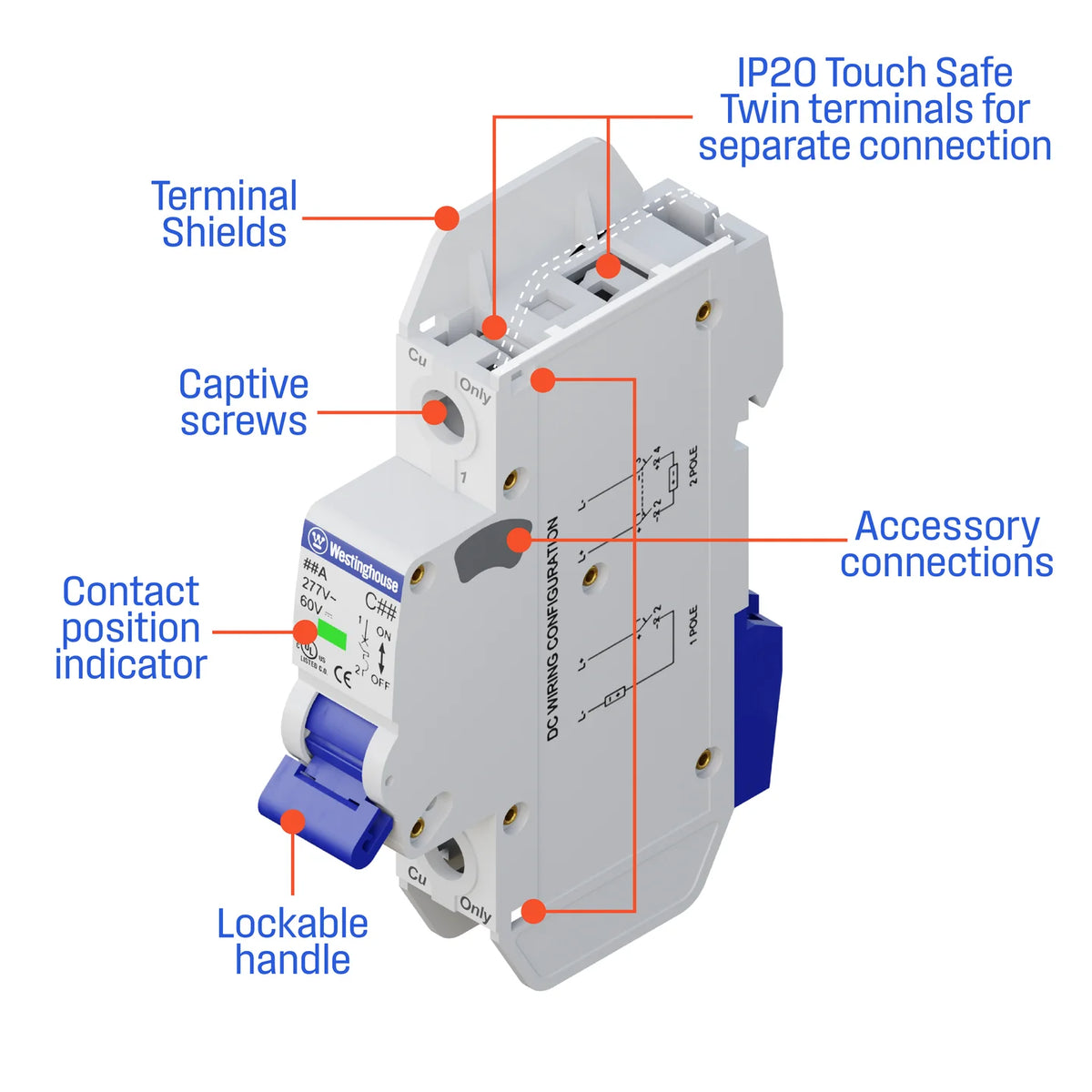 Westinghouse Miniature Circuit Breaker 1 Pole 2A C-Curve