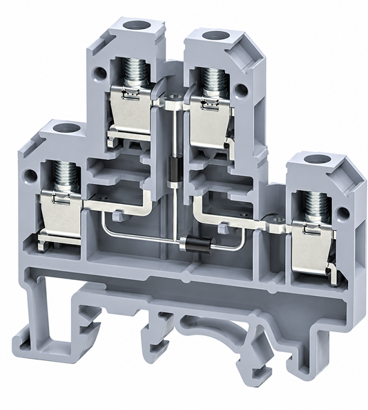 Diode Circuit Terminal Block, Double Level, Gray, 25A 600V