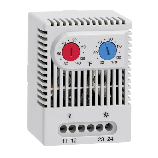ثرموستات مزدوج ZR 011 لقضيب DIN 0-60°م للتحكم في سخان ومروحة اللوحة