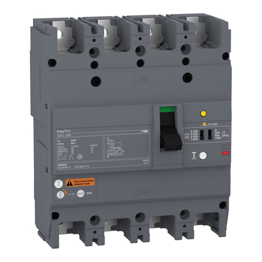 قاطع صندوقي مصبوب 4 أقطاب 250 أمبير نوع H قدرة قطع 36 كيلو أمبير MCCB EZC250H4250