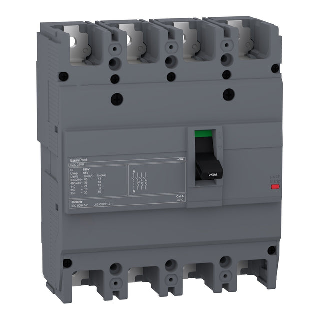 قاطع صندوقي مصبوب 4 أقطاب 160 أمبير نوع H قدرة قطع 36 كيلو أمبير MCCB EZC250H4160