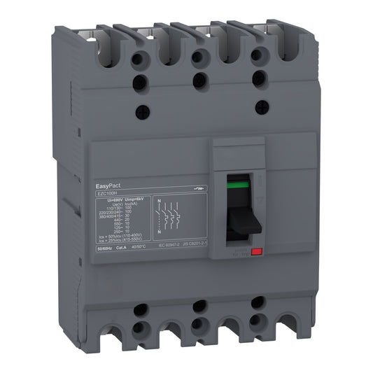 Molded Case Circuit Breaker 4 Pole 100A H-Type 30kA - EZC100N4100