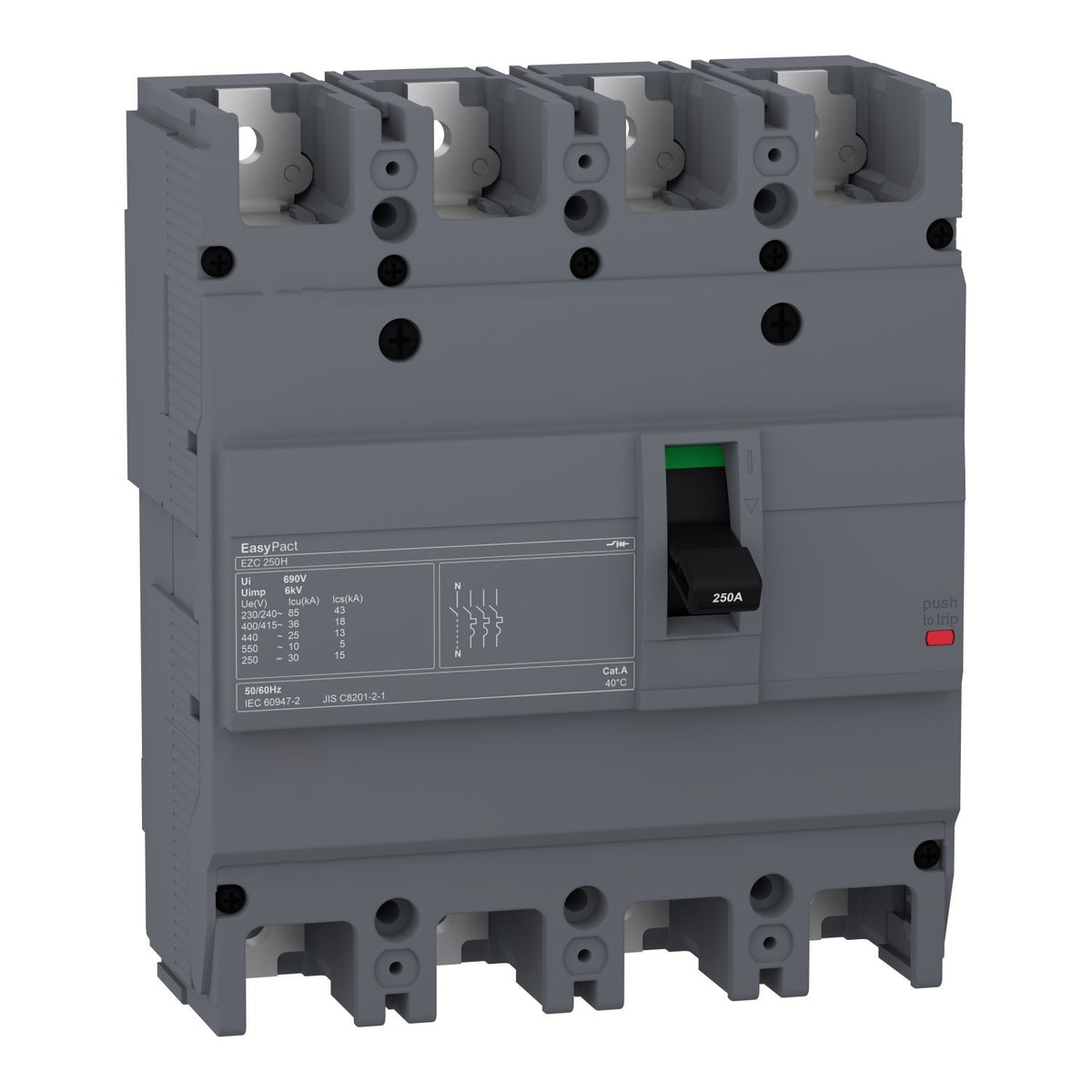 Molded Case Circuit Breaker 4 Pole 200A H-Type 36kA - EZC250H4200