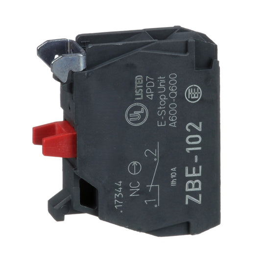 Harmony XB4 Single Contact Block, 1NC, Screw Clamp Terminal - ZBE102