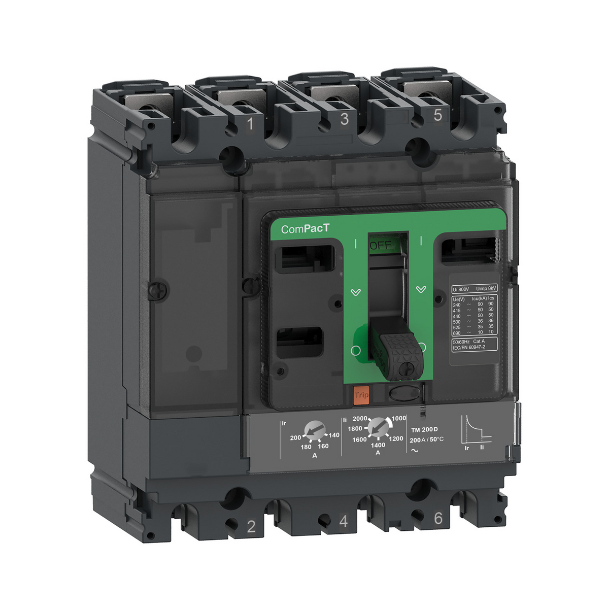 Molded Case Circuit Breaker 4 Pole 125A N-Type 50kA - C16N6TM125C