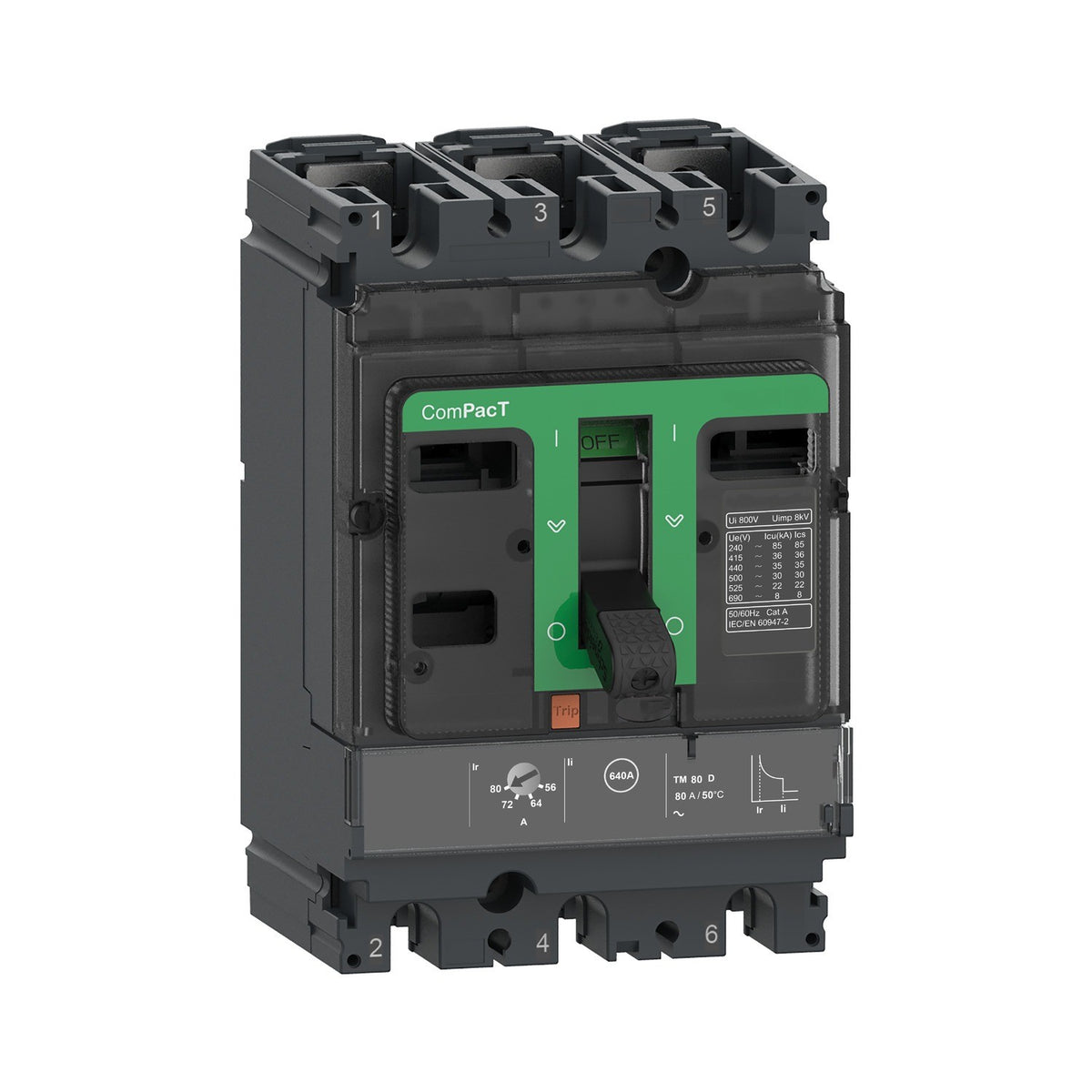 Molded Case Circuit Breaker 3 Pole 100A F-Type 36kA - C10F3TM100C
